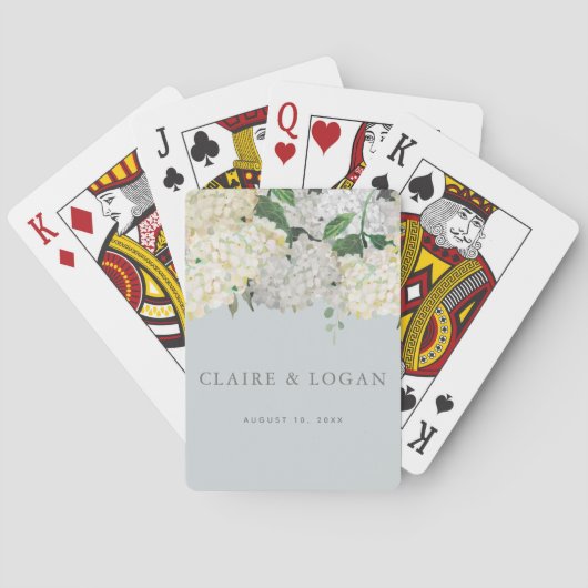 Dusty Blue Hydrangea Wedding Pokerkaarten (Achterkant)