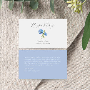 Dusty Blue Hydrangea Wedding Registry Enclosure Visitekaartje