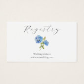 Dusty Blue Hydrangea Wedding Registry Enclosure Visitekaartje (Voorkant)