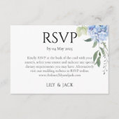 Dusty Blue Hydrangea Wedding RSVP Informatiekaartje (Voorkant)