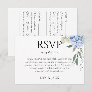 Dusty Blue Hydrangea Wedding RSVP Informatiekaartje