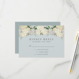 Dusty Blue Hydrangea Wedding RSVP Kaartje
