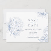 Dusty Blue Hydrangea Wedding Save the Date Card (Voorkant)