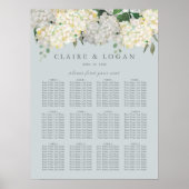 Dusty Blue Hydrangea Wedding Seding Chart Poster (Voorkant)