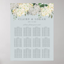 Dusty Blue Hydrangea Wedding Seding Chart