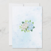 Dusty Blue Hydrangea White Rose Wedding Kaart (Achterkant)