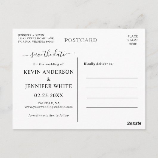 Dusty Blue Hydrangea White Roses Save the Date Briefkaart (Achterkant)