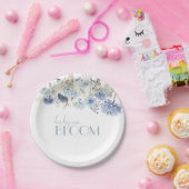 DUSTY Blue Hydrangea Wildflower Baby shower Papieren Bordje (Feest)