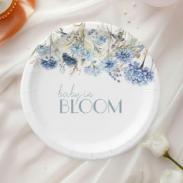 DUSTY Blue Hydrangea Wildflower Baby shower Papieren Bordje