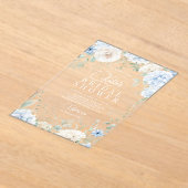 Dusty Blue Hydrangeas Vrijgezellenfeest Acryl Uitnodigingen (Laagn)