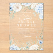 Dusty Blue Hydrangeas Vrijgezellenfeest Acryl Uitnodigingen (Voorkant)