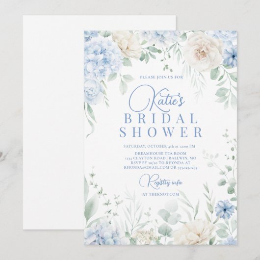 Dusty Blue Hydrangeas Vrijgezellenfeest Kaart (Voorkant / Achterkant)