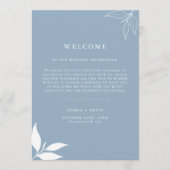 Dusty Blue I Leaves Ik Welkom Letter Tijdlijn Kaar Menu (Voorkant)