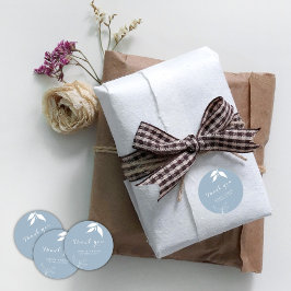 Dusty Blue I Minimalist Branch Leaves Bedankt Ronde Sticker