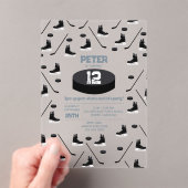 Dusty Blue Ice Hockey Stick, Schaatsen Puck Verjaa Acryl Uitnodigingen (Insitu (Draagbaar))