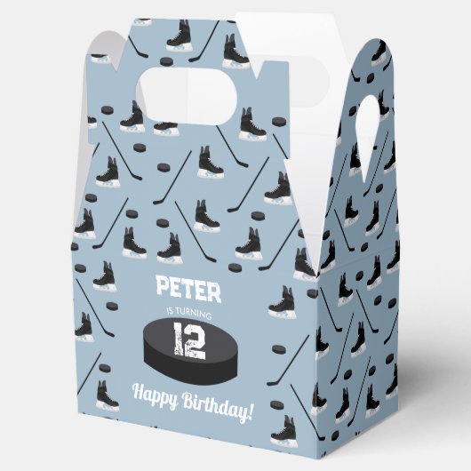 Dusty Blue Ice Hockey Stick, Schaatsen Puck Verjaa Bedankdoosjes (Geopend)