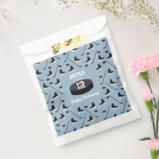 Dusty Blue Ice Hockey Stick, Schaatsen Puck Verjaa Bedankzakje (Gezegeld)