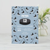 Dusty Blue Ice Hockey Stick, Schaatsen Puck Verjaa Kaart (Staand voorkant)