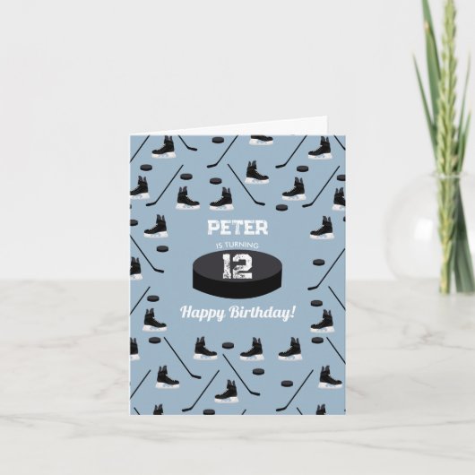 Dusty Blue Ice Hockey Stick, Schaatsen Puck Verjaa Kaart (Voorkant)