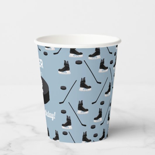 Dusty Blue Ice Hockey Stick, Schaatsen Puck Verjaa Papieren Bekers (Achterkant)