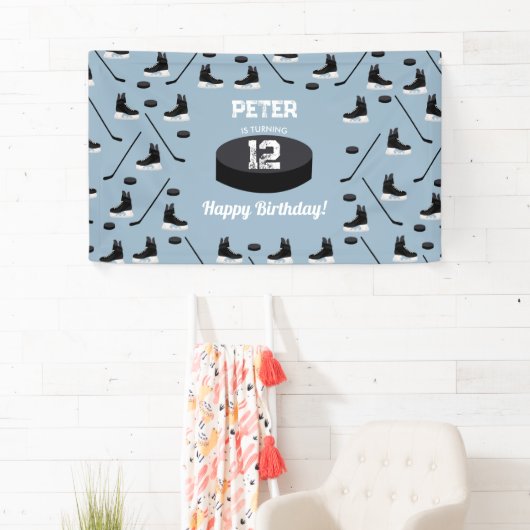 Dusty Blue Ice Hockey Stick, Schaatsen Puck Verjaa Spandoek (Insitu)