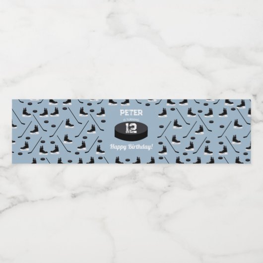 Dusty Blue Ice Hockey Stick, Schaatsen Puck Verjaa Waterfles Etiket (Enkel label)