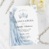Dusty Blue Icy Winter Quinceanera uitnodiging