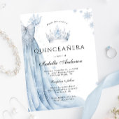 Dusty Blue Icy Winter Quinceanera uitnodiging
