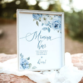 Dusty Blue iets blauw mimosa bar Poster