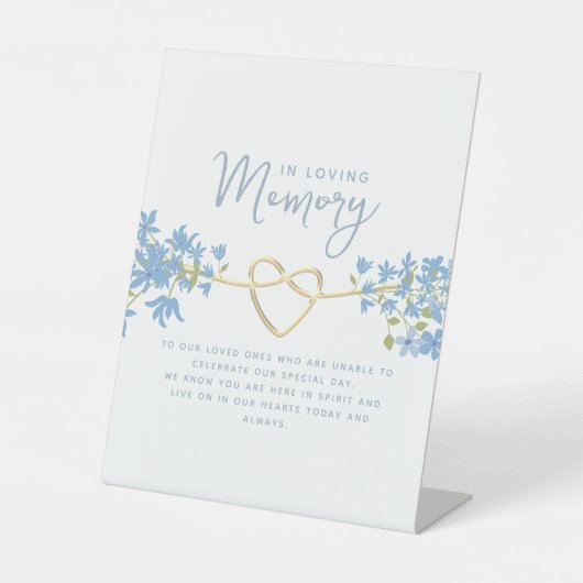 Dusty Blue in Loving Memory Reclamebord Met Voetstuk (Voorkant)