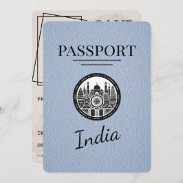 Dusty Blue India Passport Bewaar de datum Save The Date