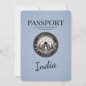 Dusty Blue India Passport Wedding Invitation Kaart (Achterkant)