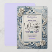 Dusty Blue Indigo Romantic Church Wedding Kaart (Voorkant / Achterkant)