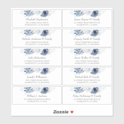 Dusty Blue Individuele Gastennamen Adresetiketten Sticker (Vel)