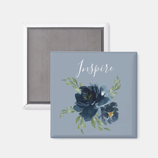 Dusty Blue Inspire Script Waterverf Elegant Magneet (Voorkant / Achterkant)