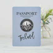 Dusty Blue Ireland Passport Save the Date (Staand voorkant)