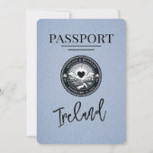Dusty Blue Ireland Passport Wedding Invitation Kaart (Achterkant)