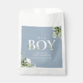 Dusty Blue is een Baby shower met een jongen Green Bedankzakje (Voorkant)