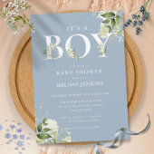 Dusty Blue is een Baby shower met een jongen Green Kaart