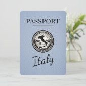 Dusty Blue Italië Passport Save The Date (Staand voorkant)