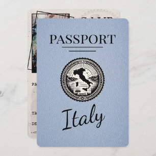 Dusty Blue Italië Passport Save The Date
