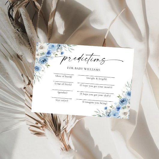 Dusty Blue Ivory Baby shower voorspellingen Kaart