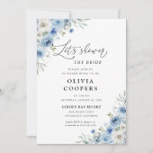 Dusty Blue Ivory Bridal Shower Uitnodiging (Voorkant)