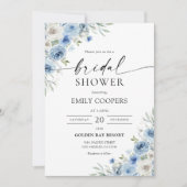 Dusty Blue Ivory Bridal Shower Uitnodiging (Voorkant)