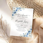 Dusty Blue Ivory Bridal Shower Uitnodiging