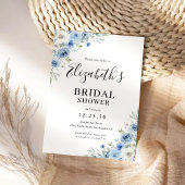 Dusty Blue Ivory Bridal Shower Uitnodiging