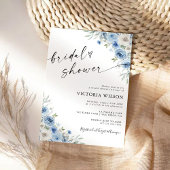 Dusty Blue Ivory Bridal Shower Uitnodiging