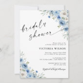 Dusty Blue Ivory Bridal Shower Uitnodiging (Voorkant)