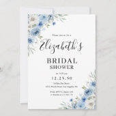 Dusty Blue Ivory Bridal Shower Uitnodiging (Voorkant)