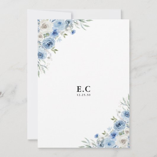 Dusty Blue Ivory Bridal Shower Uitnodiging (Achterkant)